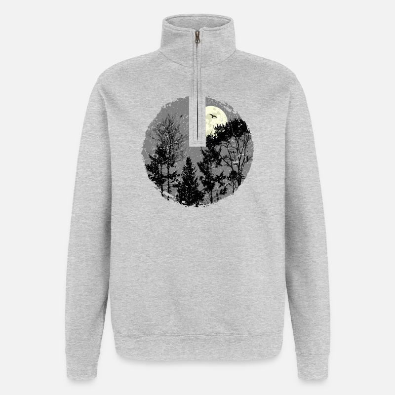 Heilige Nachtwaldszene - Quarter-Zip-Sweatshirt - Grau meliert