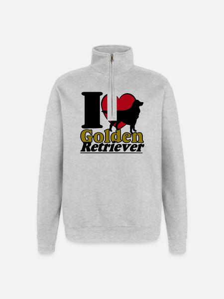 Golden Retriever , I Love ........................ - Quarter-Zip Sweatshirt - heather grey