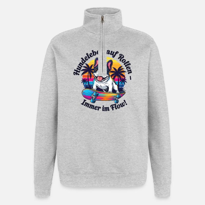 Hunde im Flow - Quarter-Zip-Sweatshirt - Grau meliert