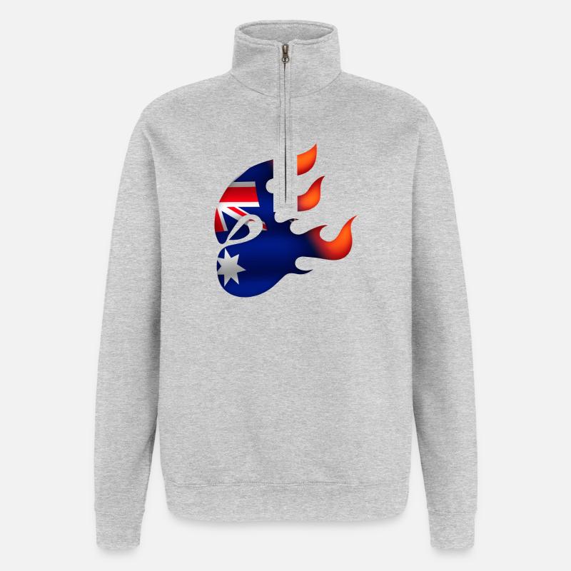 Drapeau de l’Australie - Australie - Ninja - Sweat à zip 1/4 - gris chiné