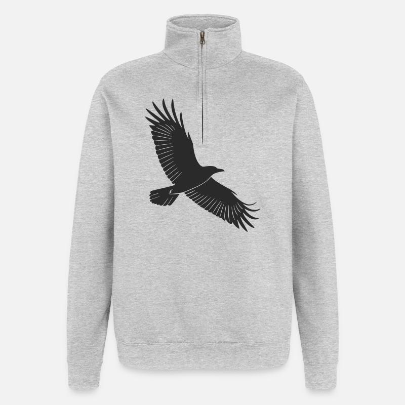 Conception de silhouette d’oiseau gracieuse - Sweat à zip 1/4 - gris chiné