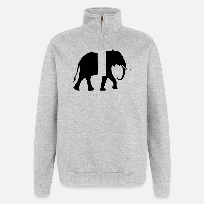 Éclipse Solaire Géométrique Impression Abstraite - Sweat à zip 1/4 - gris chiné