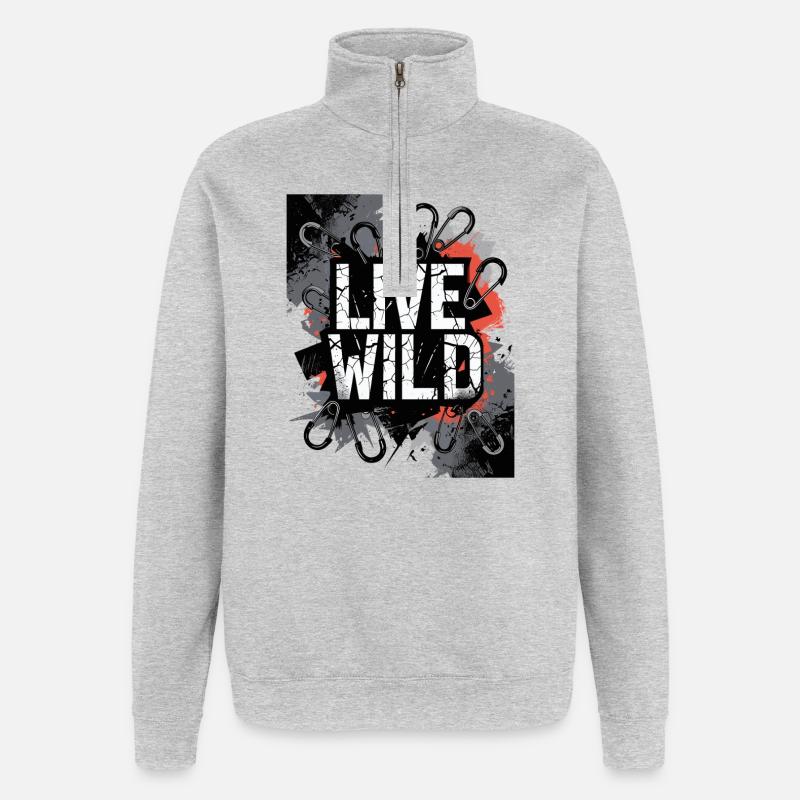 Conception de graffitis sauvages en direct - Sweat à zip 1/4 - gris chiné