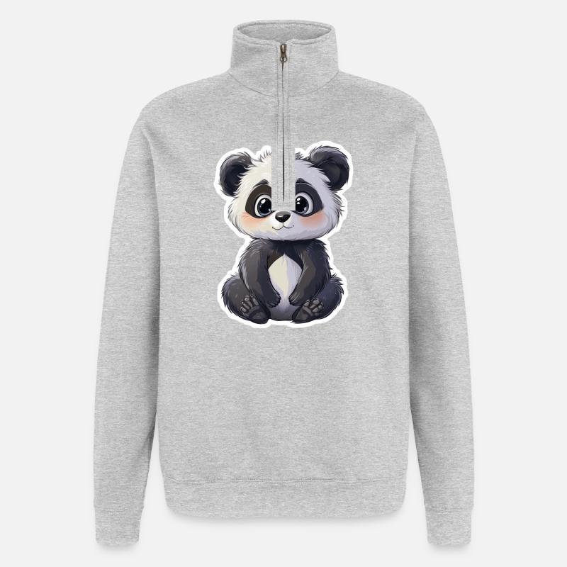 Cute Panda Bear - Quarter-Zip Sweatshirt - heather grey