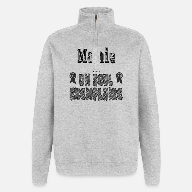 Mamie En Un Seul Exemplaire - Sweat à zip 1/4 - gris chiné