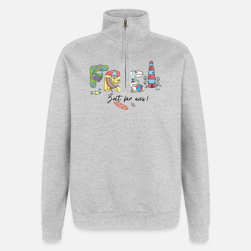 Freizeit Urlaub - Quarter-Zip-Sweatshirt - Grau meliert