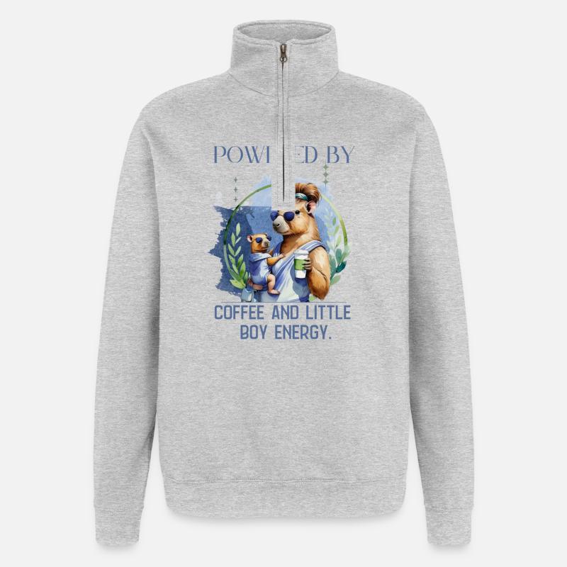 Boy Mom – Énergie Calme | Maternité douce - Sweat à zip 1/4 - gris chiné