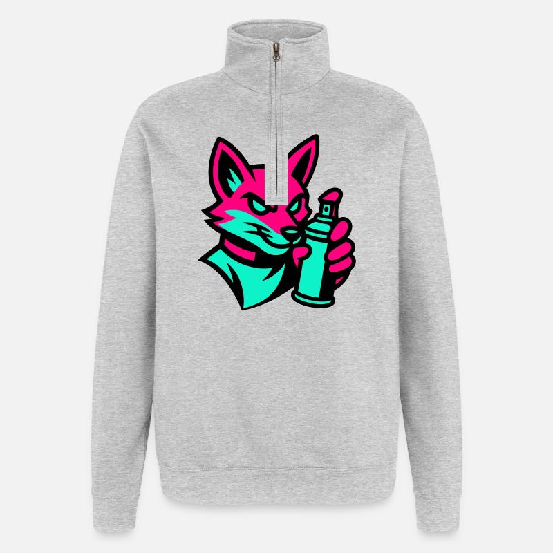 Graffiti Fuchs - Quarter-Zip-Sweatshirt - Grau meliert