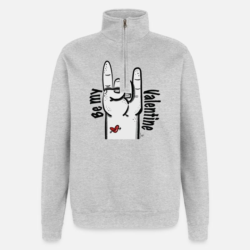 Valentinsgruß - Quarter-Zip-Sweatshirt - Grau meliert