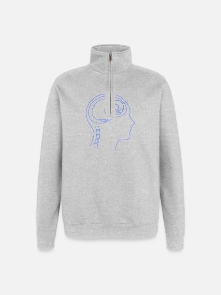 Minimalist Penguin Brain Silhouette - Quarter-Zip Sweatshirt - heather grey