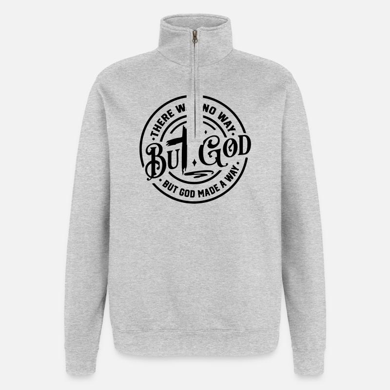 Geometrisches abstraktes Strichzeichnungsdesign - Quarter-Zip-Sweatshirt - Grau meliert