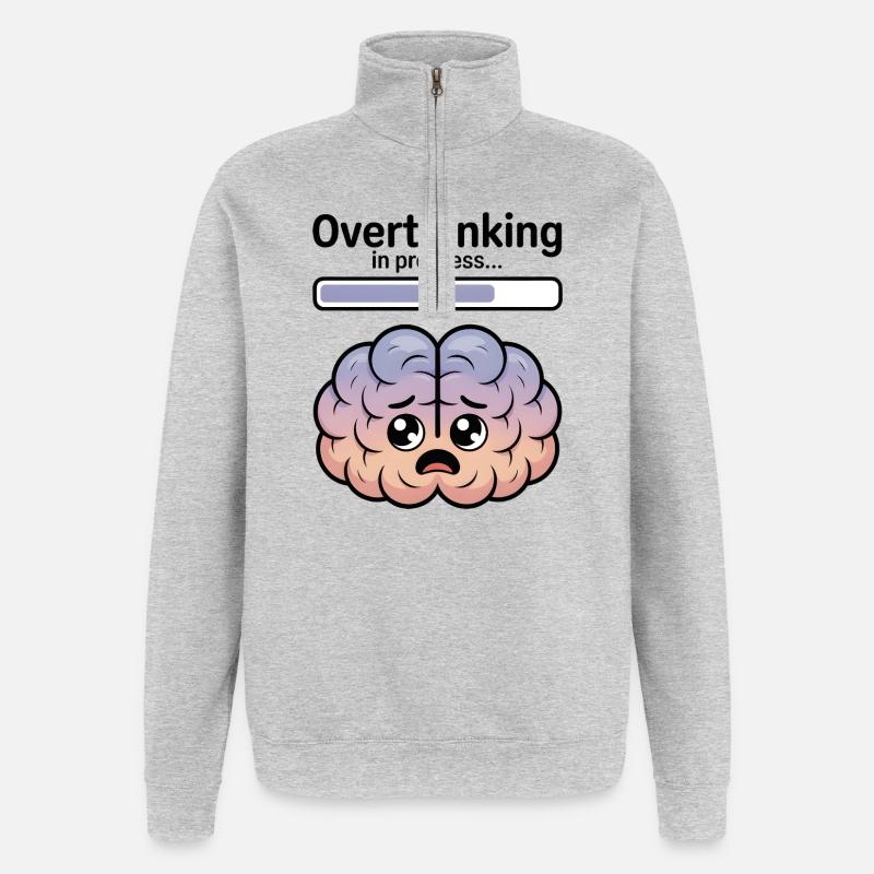 Overthinking in progress - Quarter-Zip Sweatshirt - heather grey