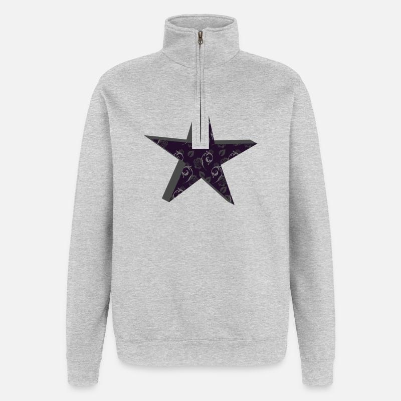 sternenmuster goth, floral - Quarter-Zip-Sweatshirt - Grau meliert