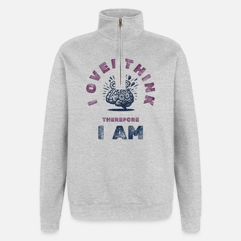 Overthinking Brain Humor Tee - Quarter-Zip Sweatshirt - heather grey