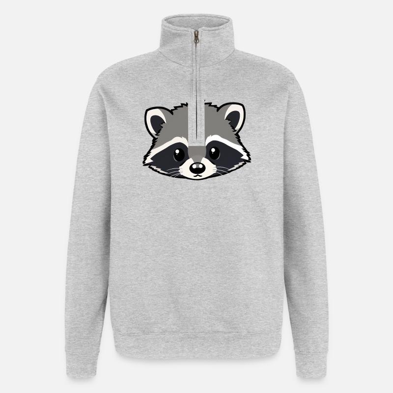Waschbär - Quarter-Zip-Sweatshirt - Grau meliert
