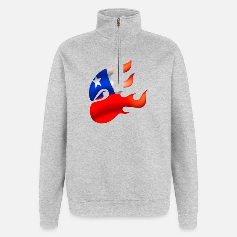 Flagge von Chile - Chile - Ninja - Quarter-Zip-Sweatshirt - Grau meliert