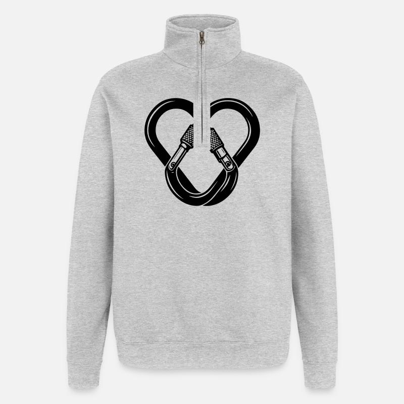 Karabiner-Herz – Liebe zum Klettern - Quarter-Zip-Sweatshirt - Grau meliert
