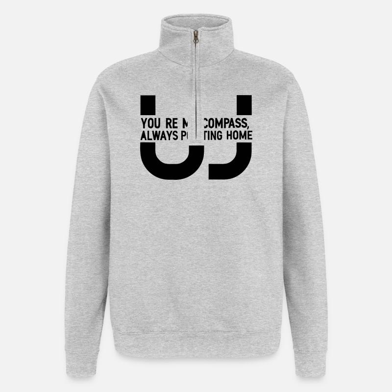 Celestial Moon and Star Pattern - Quarter-Zip Sweatshirt - heather grey