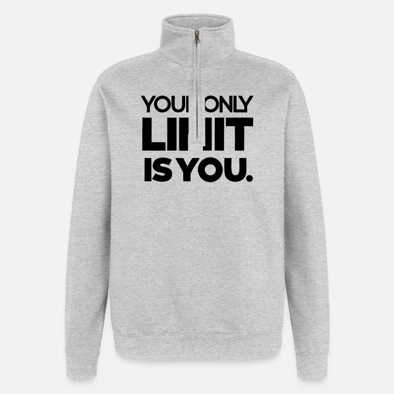 Himmlisches Mond- und Sternenmuster - Quarter-Zip-Sweatshirt - Grau meliert