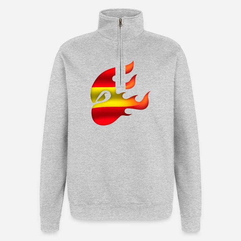 Drapeau de l’Espagne - Espagne - Ninja - Sweat à zip 1/4 - gris chiné
