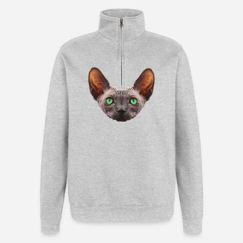 nacktkatze, sphings katze - Quarter-Zip-Sweatshirt - Grau meliert