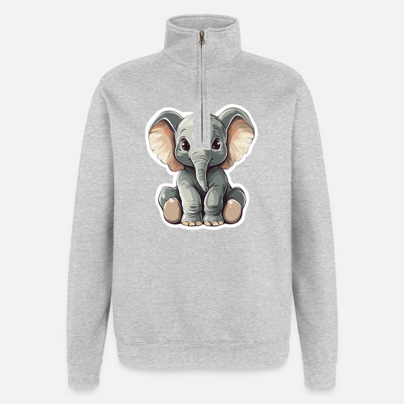 Elefant - Quarter-Zip-Sweatshirt - Grau meliert