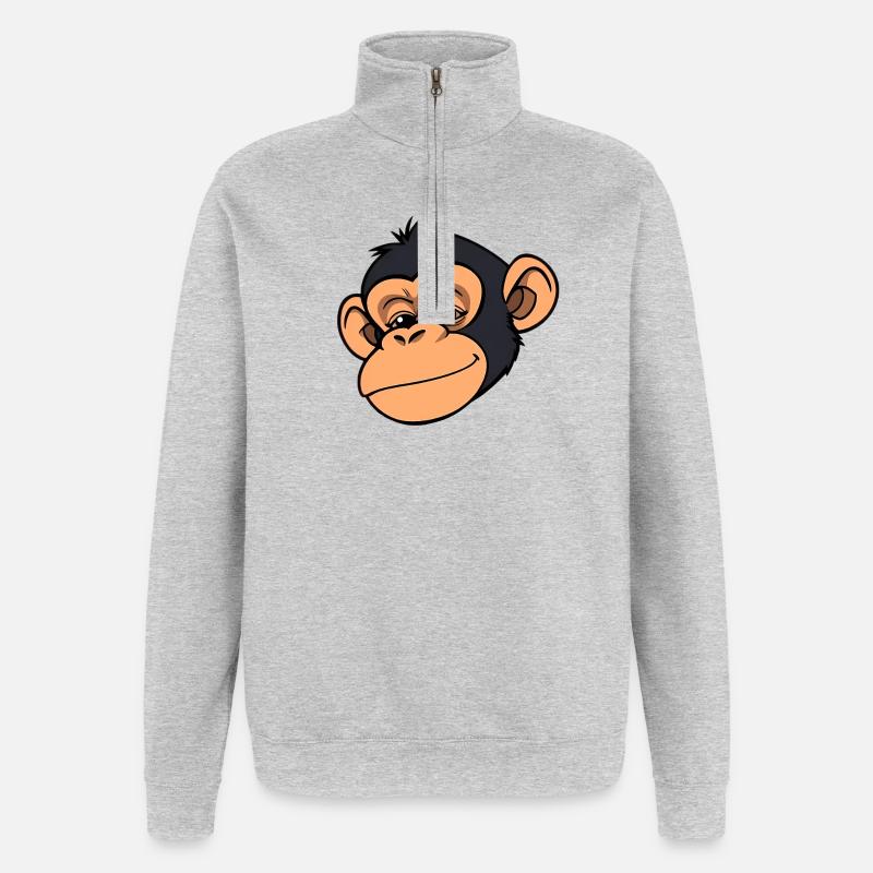 Monkey Chimpanzee - Quarter-Zip Sweatshirt - heather grey