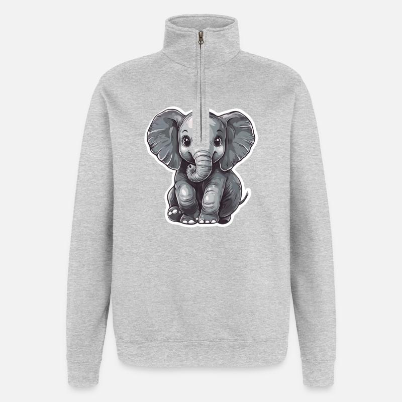 Elefant - Quarter-Zip-Sweatshirt - Grau meliert