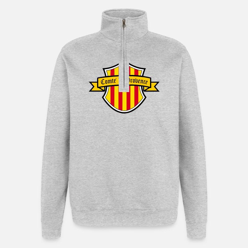 Comté de provence - Sweat à zip 1/4 - gris chiné