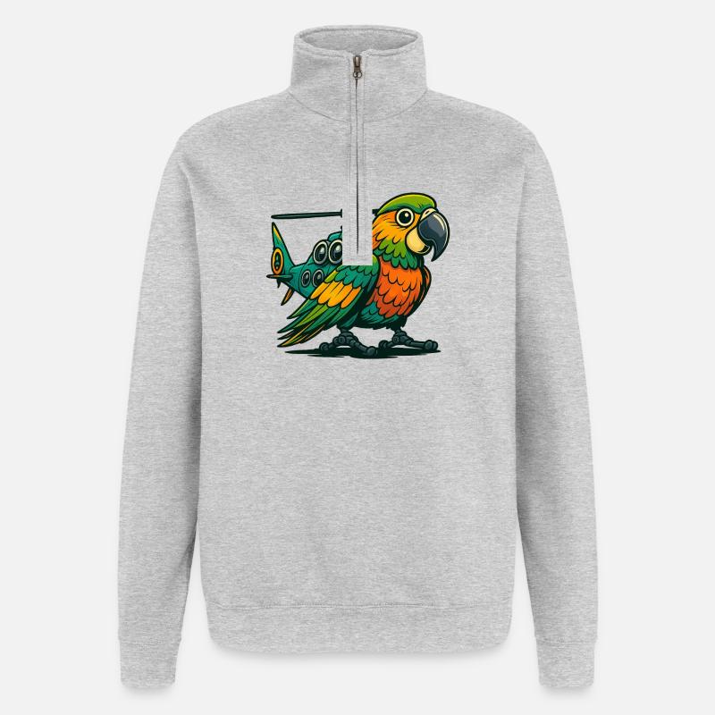 Heli-Parrot en utilisation - Sweat à zip 1/4 - gris chiné