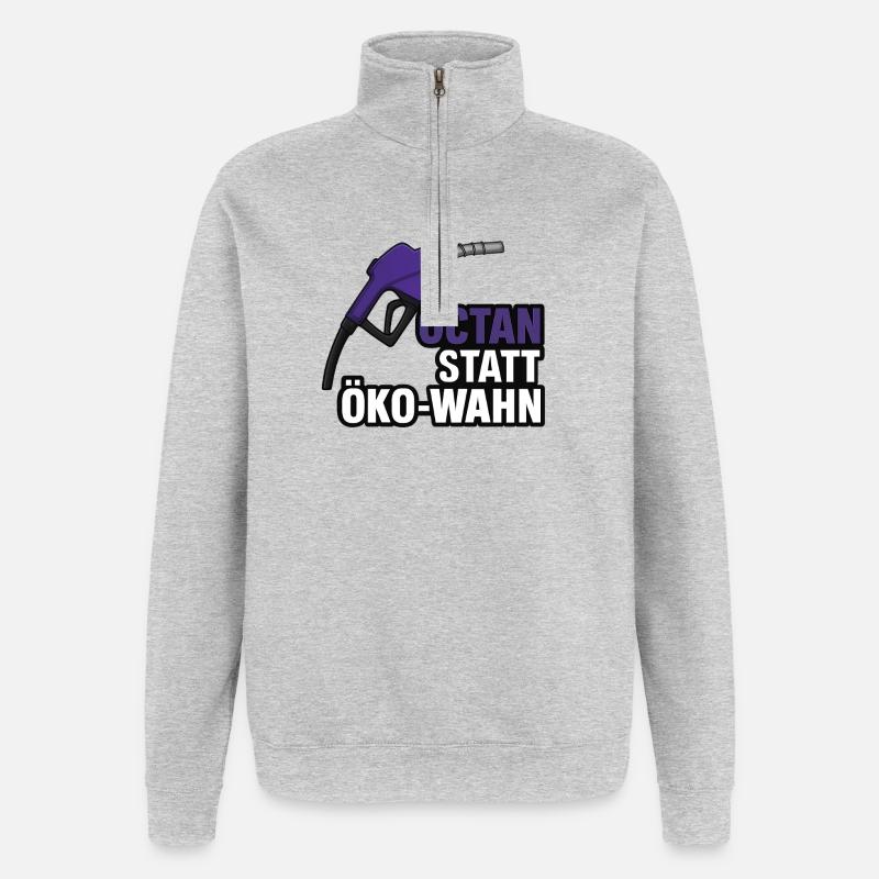 Octan statt Öko-Wahn - Quarter-Zip-Sweatshirt - Grau meliert