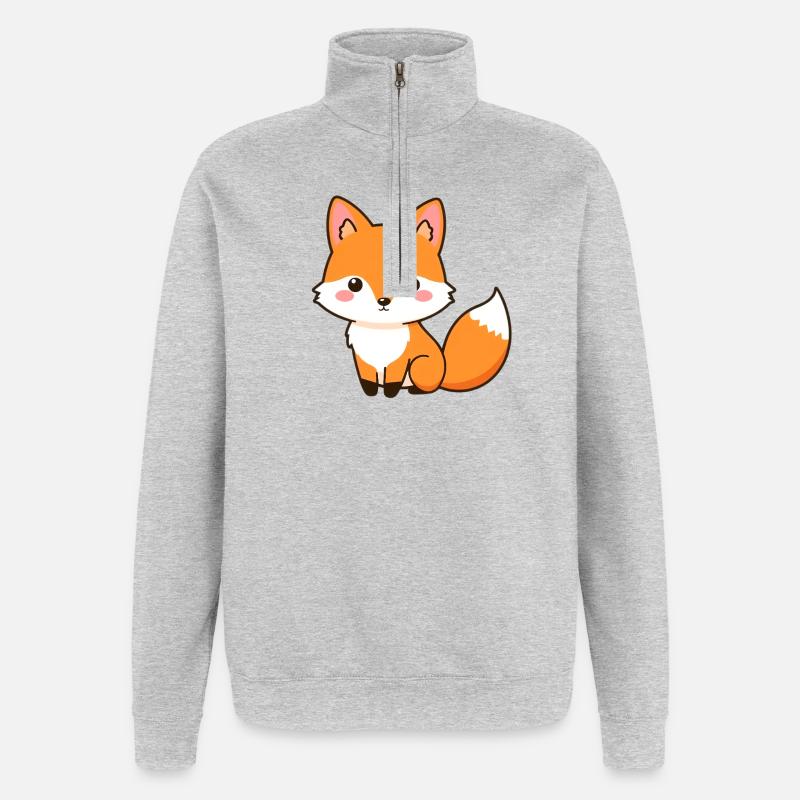 Fuchs - Quarter-Zip-Sweatshirt - Grau meliert