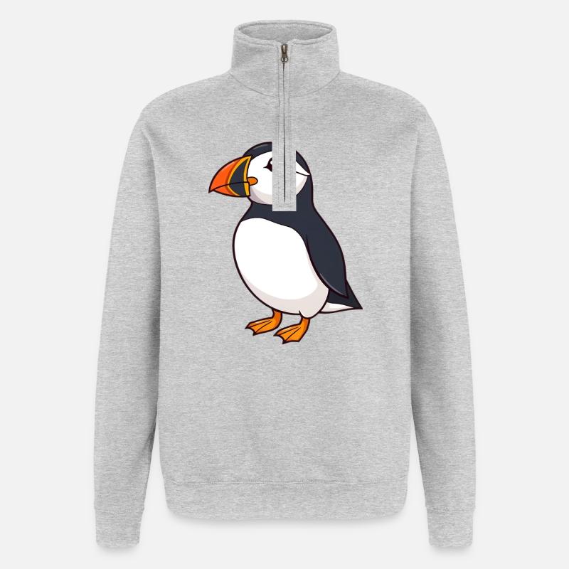 Macareux Papageientaucher - Sweat à zip 1/4 - gris chiné