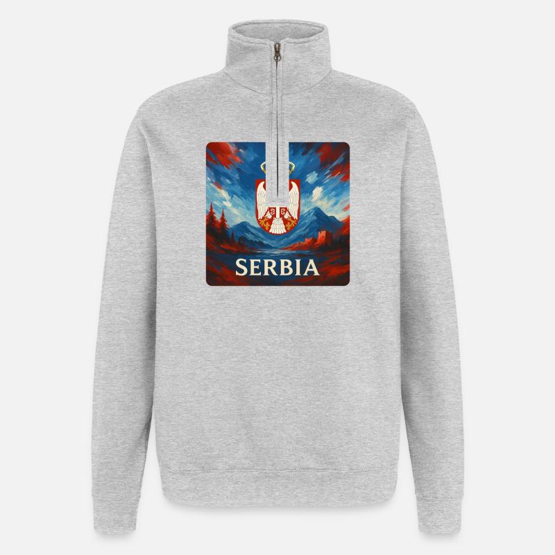 Conception de légende serbe - Sweat à zip 1/4 - gris chiné