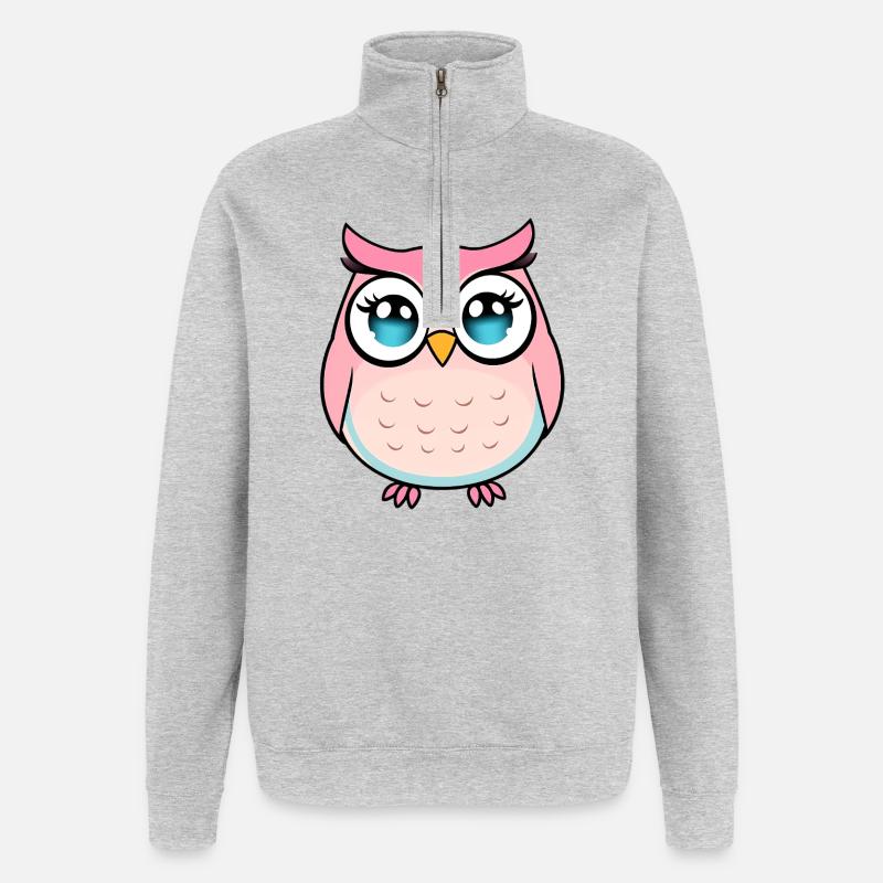 Eule - Quarter-Zip-Sweatshirt - Grau meliert