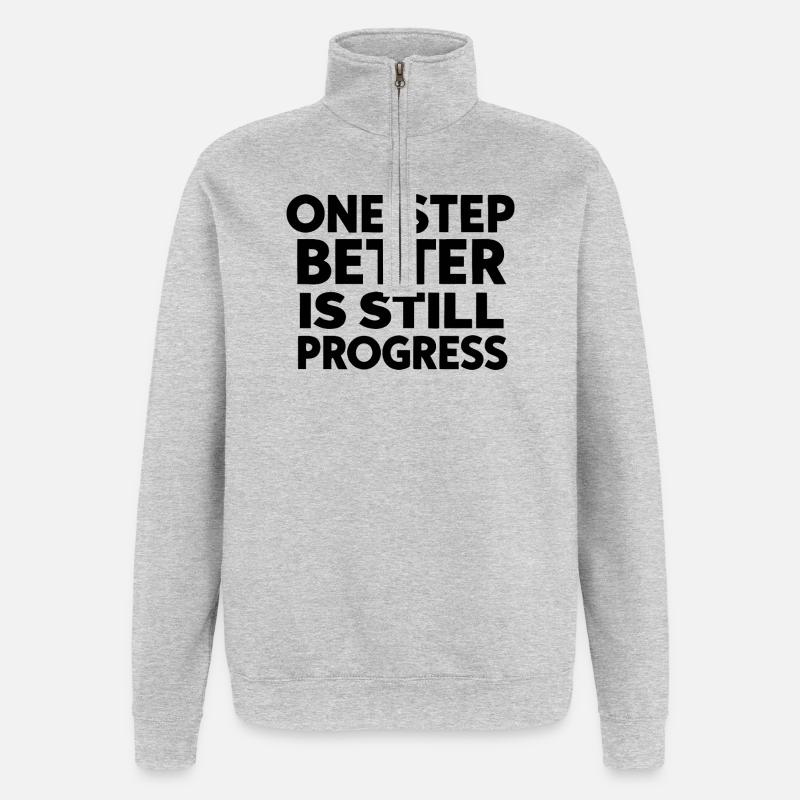 Lebendiges geometrisches abstraktes Muster - Quarter-Zip-Sweatshirt - Grau meliert