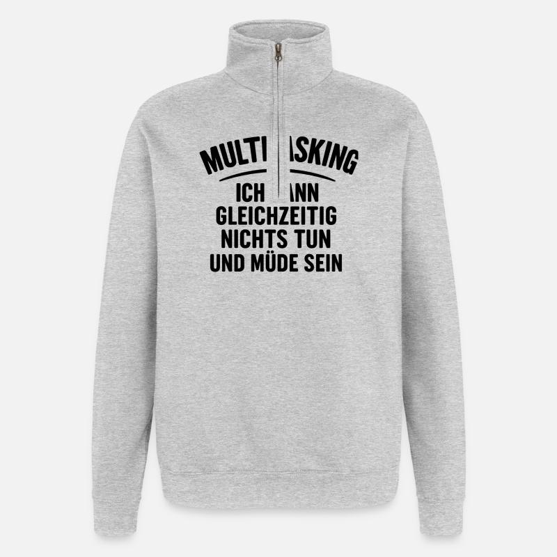 multitâche - Sweat à zip 1/4 - gris chiné