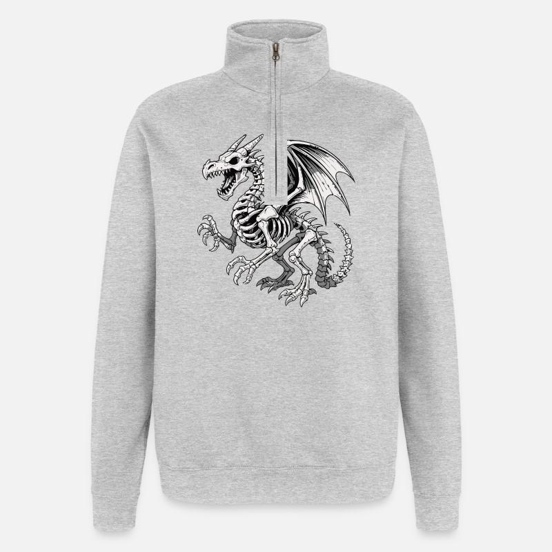 Illustration de squelette de dragon céleste - Sweat à zip 1/4 - gris chiné