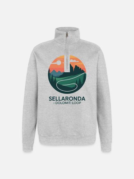 Sellaronda Dolomiti Loop Cycling Art - Quarter-Zip Sweatshirt - heather grey