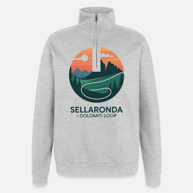 Sellaronda Dolomiti Boucle Cyclisme Art - Sweat à zip 1/4 - gris chiné