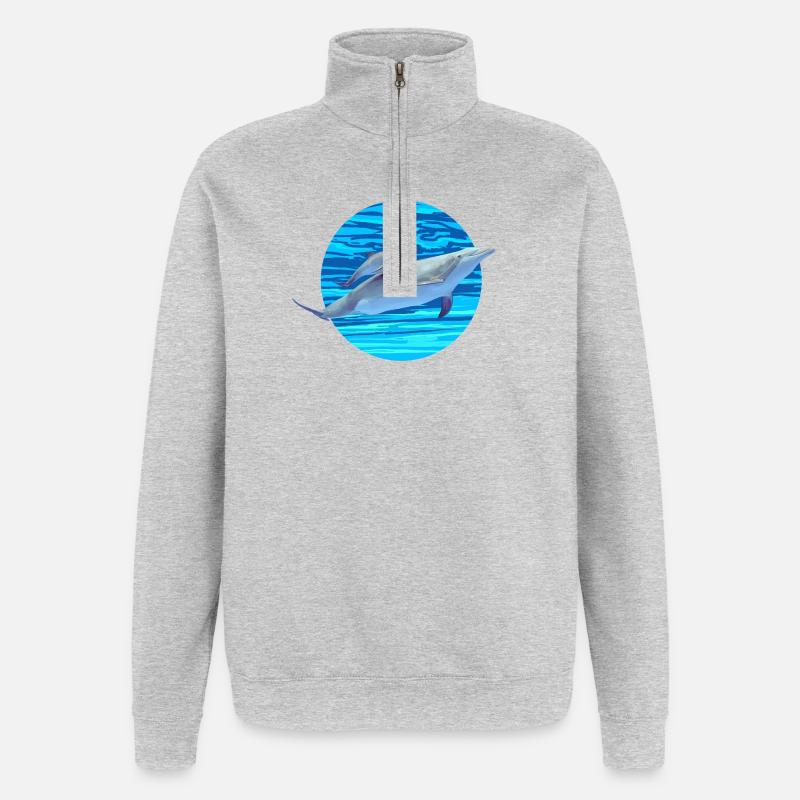 Delfin - Quarter-Zip-Sweatshirt - Grau meliert