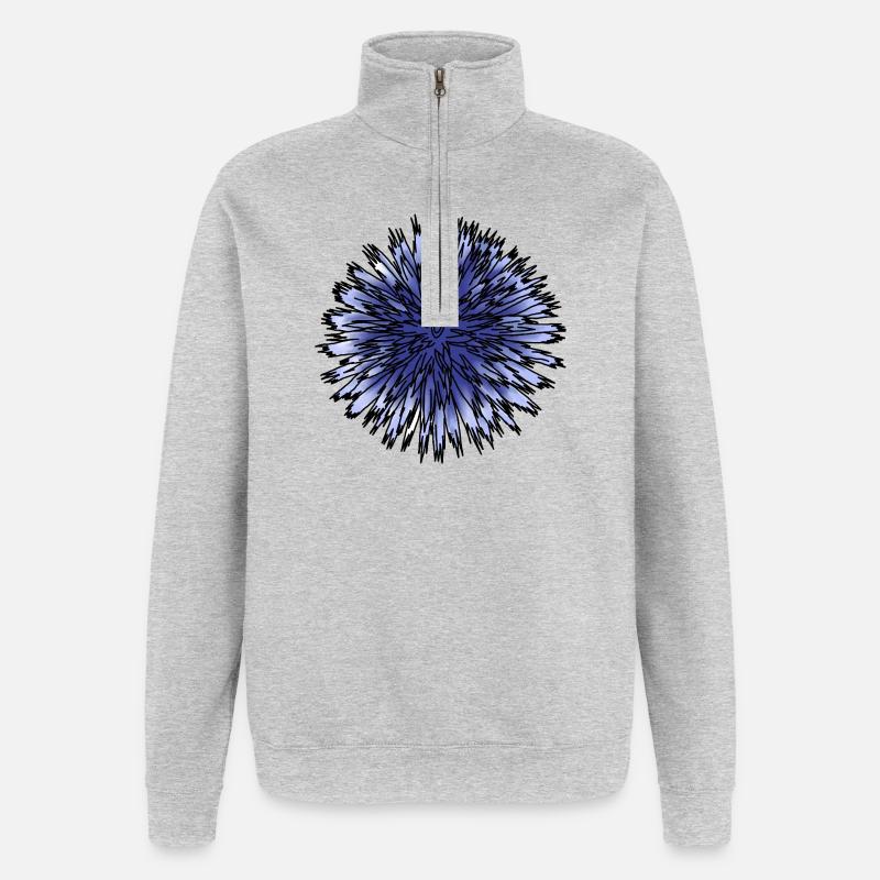 Fleur de chardon bleu - Sweat à zip 1/4 - gris chiné