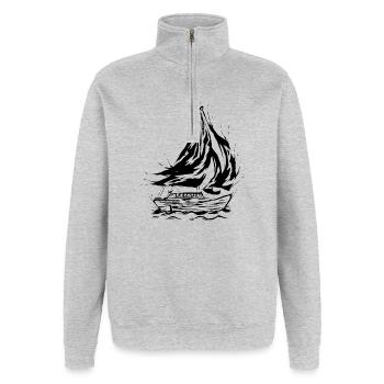 Segel Segelboot - Quarter-Zip-Sweatshirt - Grau meliert - Vorne - AI Model Female 172 light (172cm) & AI Model Male 178 dark (178cm)