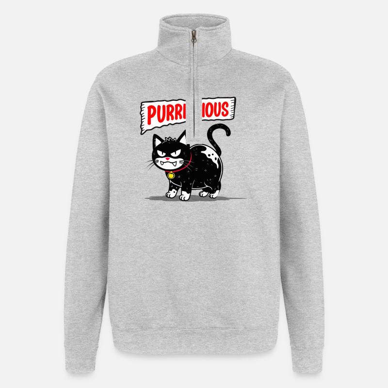 Pourpre de chat - Sweat à zip 1/4 - gris chiné