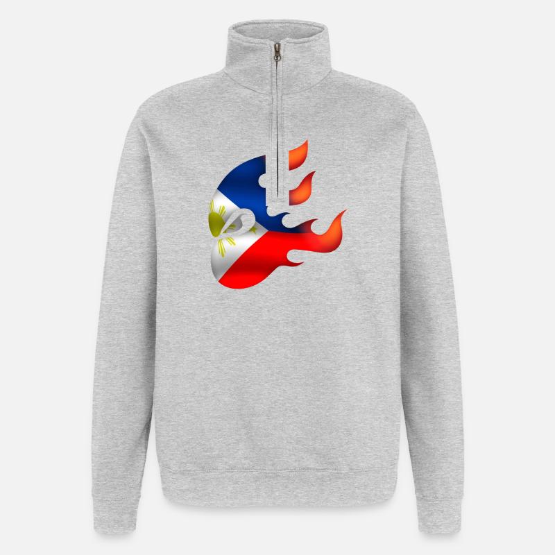 Drapeau des Philippines - Philippines - Ninja - Sweat à zip 1/4 - gris chiné