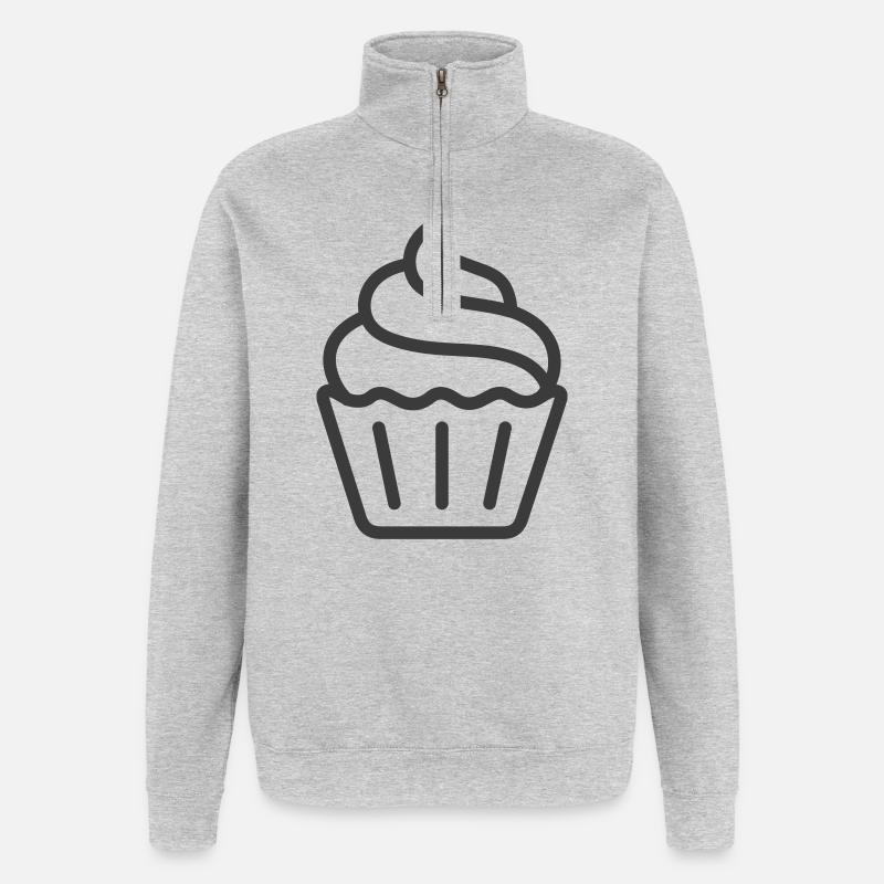 Conception d’icône de logo de cupcake - Sweat à zip 1/4 - gris chiné