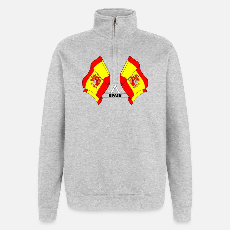 Croisement des drapeaux espagnols avec l’ESPAGNE - Sweat à zip 1/4 - gris chiné