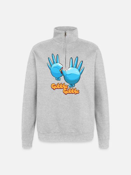 Hühner-Steckrüben-Zelte mit wunderschönen Hühnermustern - Quarter-Zip-Sweatshirt - Grau meliert