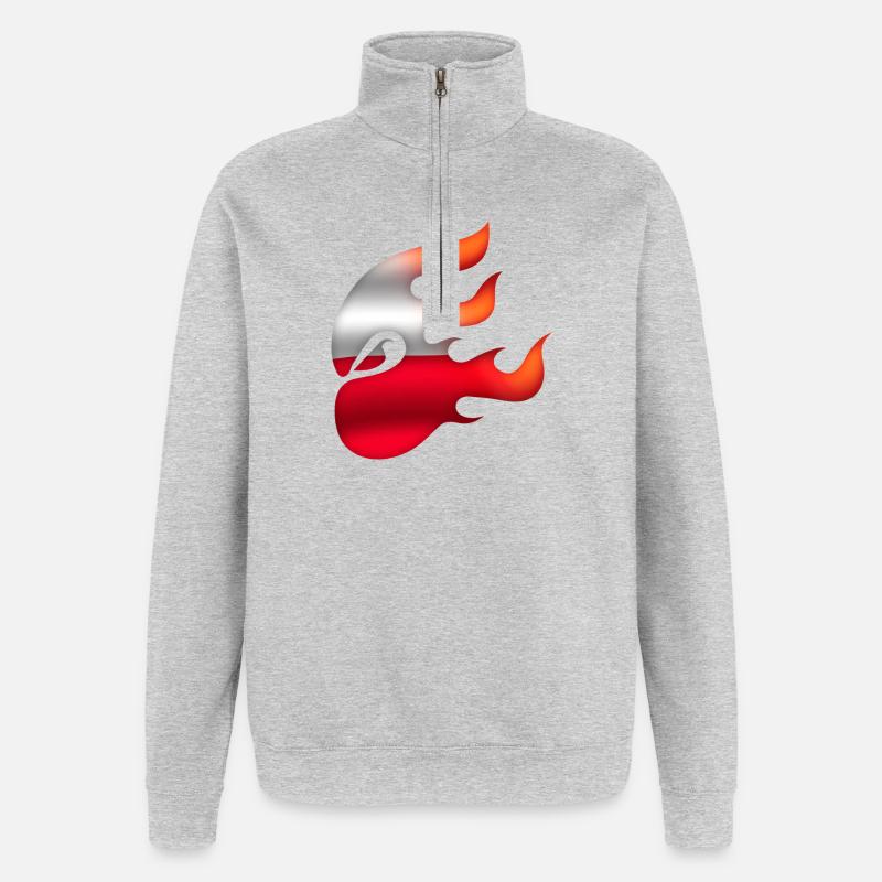 Drapeau de la Pologne - Pologne - Ninja - Sweat à zip 1/4 - gris chiné