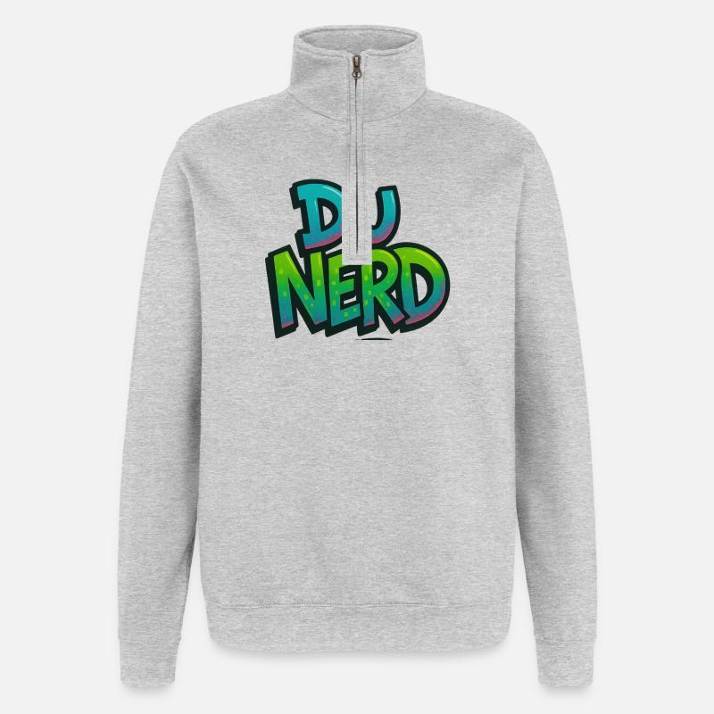 Nerd design with gradient - Quarter-Zip Sweatshirt - heather grey